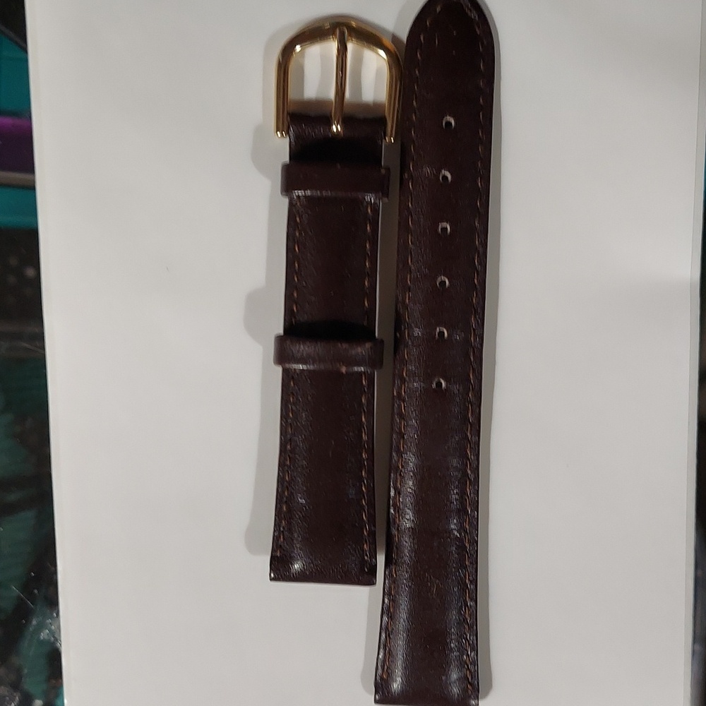 Genuine leather Brown padded Stitched watch Strap band 17mm Regular - Picture 5 of 5